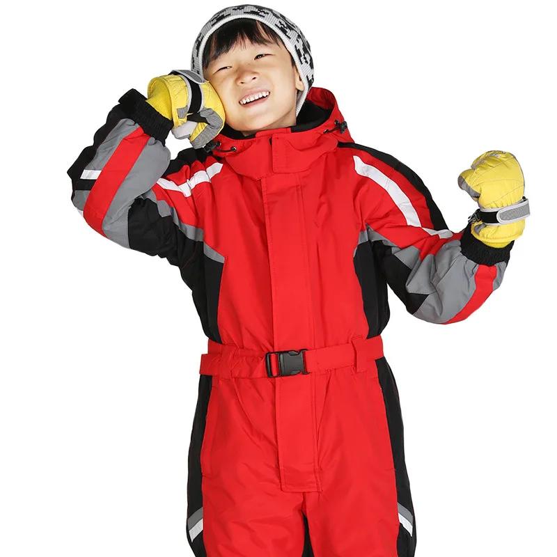 두껍고 따뜻한 스노우보드 속옷 원피스 스키복 세트 어린이용, 방수 착용 가능, 겨울
